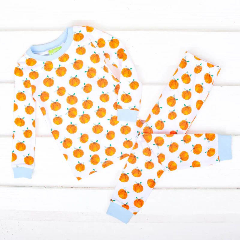 Bountiful Pumpkin Pajamas Blue Trim | Classic Whimsy