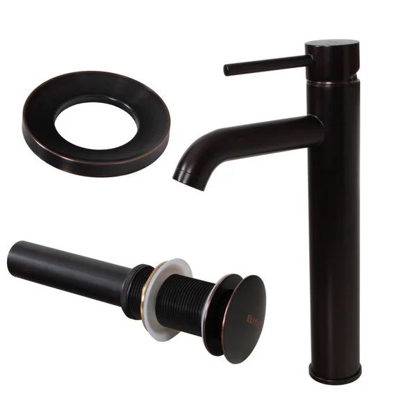 Elite F371023ORB Oil-rubbed Bronze Tall Single-handle Bathroom Vessel Faucet and Pop-up Drain | Bed Bath & Beyond