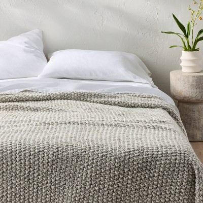 Full/Queen Chunky Knit Bed Blanket Marled Gray - Casaluna™ | Target
