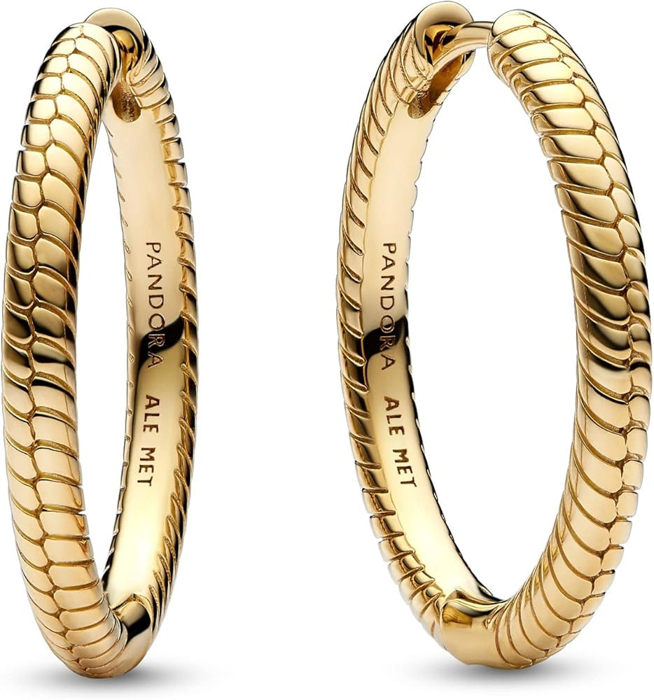 Pandora Moments 14k Gold Plated Snake Chain Hoop Earrings | Amazon (DE)