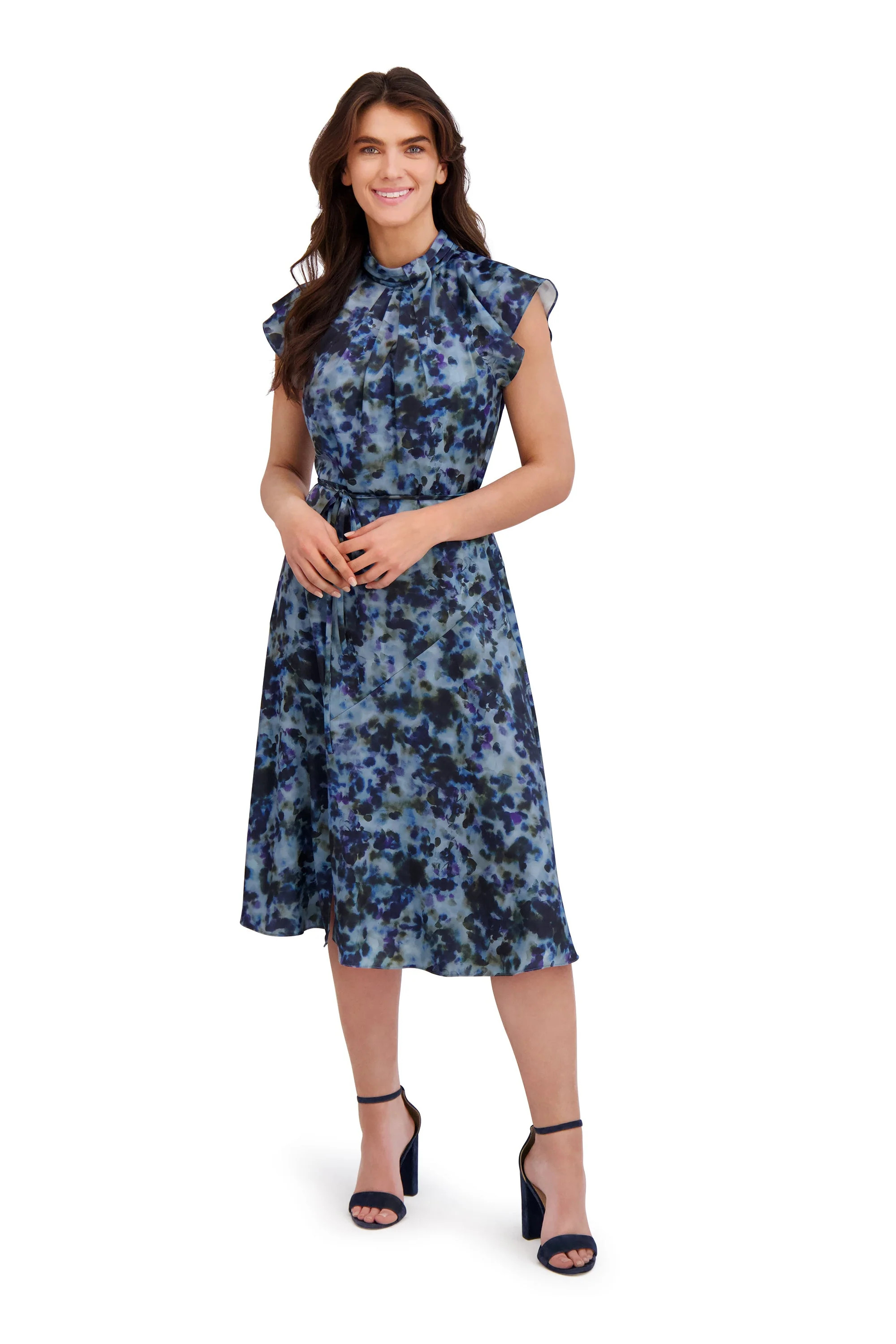 Grady Midi A-Line Dress Fit and Flare Short Sleeve | London Times | Maggy London
