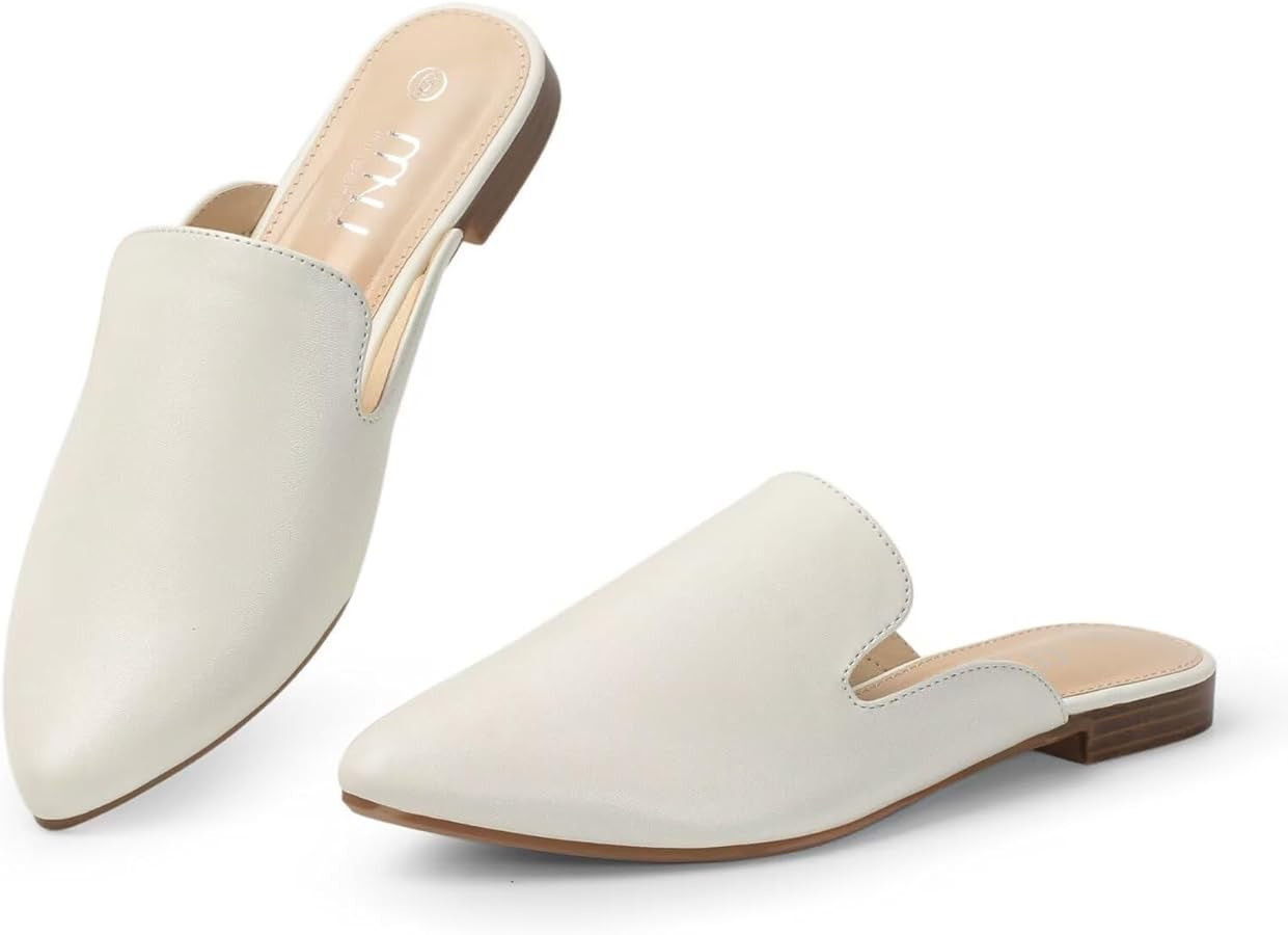MUSSHOE Mules for Women Flats Comfortable Pointed Toe Women Mules | Amazon (US)