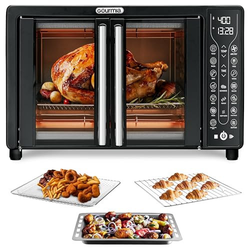 Gourmia Toaster Oven Air Fryer Combo 17 cooking presets 1700W french door digital air fryer oven 24L capacity accessories, convection rack, baking pan tray recipe book GTF7460,Large,Black | Amazon (US)