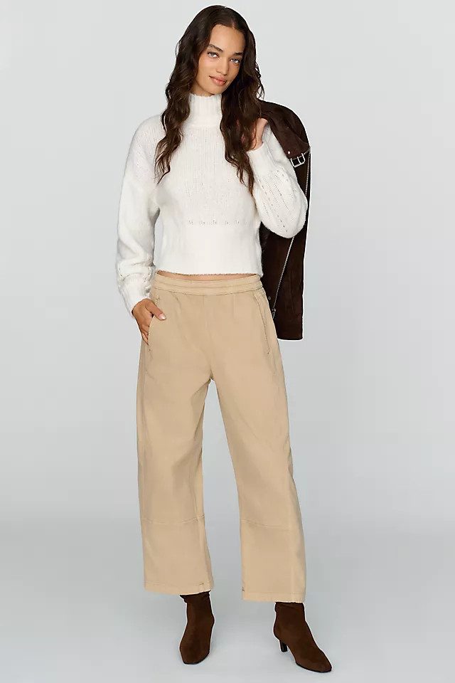 Izzie Cropped Mid-Rise Barrel-Leg Pants | Anthropologie (US)
