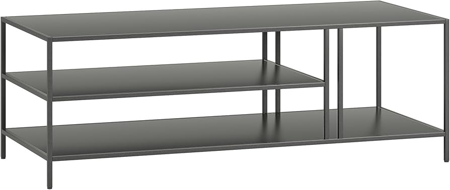HomeRoots 48" Gray Steel Rectangular Coffee Table with Two Shelves | Amazon (US)