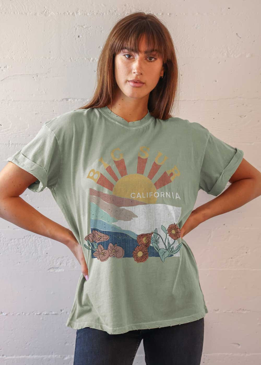 GirlDangerous: Big Sur Army Green Boyfriend Tee | Girl Dangerous