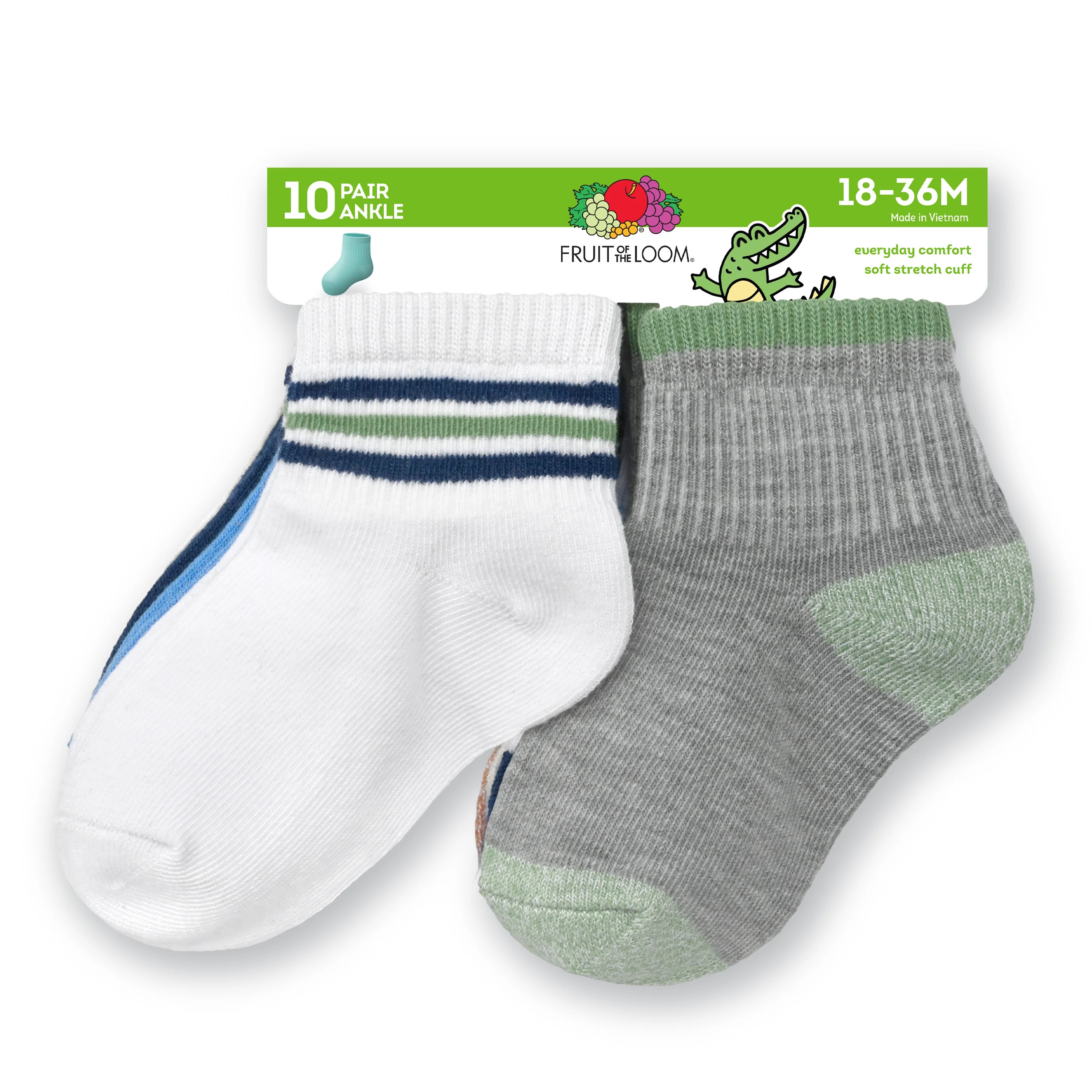 Fruit of the Loom Toddler Ankle Socks, 10- Pack, Size 6M-5T | Walmart (US)