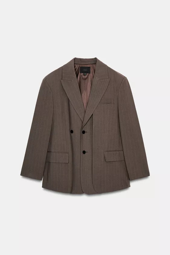 OVERSIZED DOUBLE WEAVE STRIPED BLAZER | Zara Canada