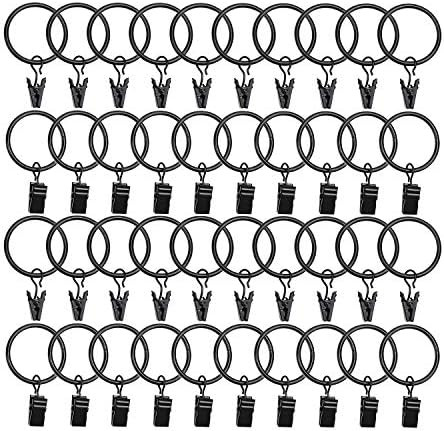 Datttcc 40 Pack Metal Curtain Rings with Clips Black Decorative Drapery Rustproof Vintage 1.26 In... | Amazon (US)