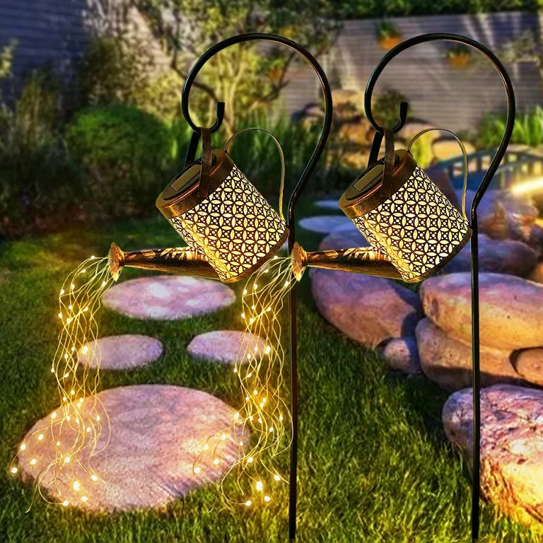 Solar Watering Can with Lights,Hanging Solar Waterfall Lights Waterproof Outdoor Garden Décor 2P... | Walmart (US)