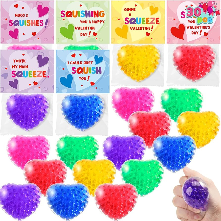 JOYIN 30 Packs Valentine's Day Droplets Heart Balls with Hangers, Classroom Exchange Gift for Kid... | Amazon (US)