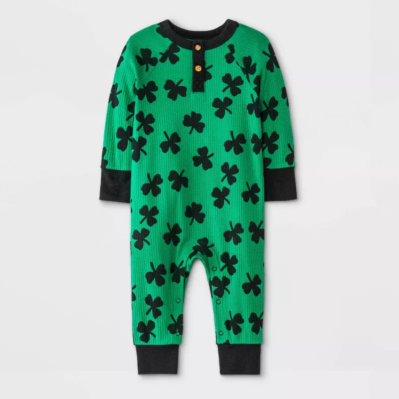 Baby Boys' St. Pat's Rib Long Sleeve Romper - Cat & Jack™ Green | Target