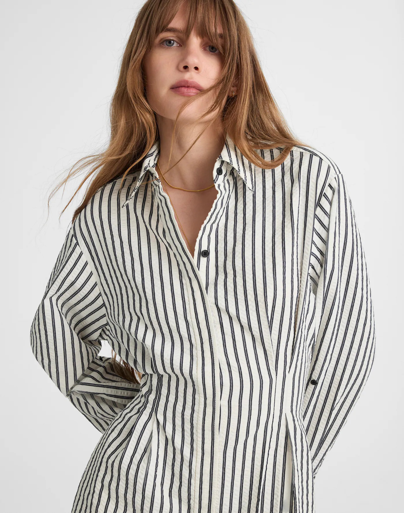 Striped Tucked Mini Shirtdress | Madewell | Madewell