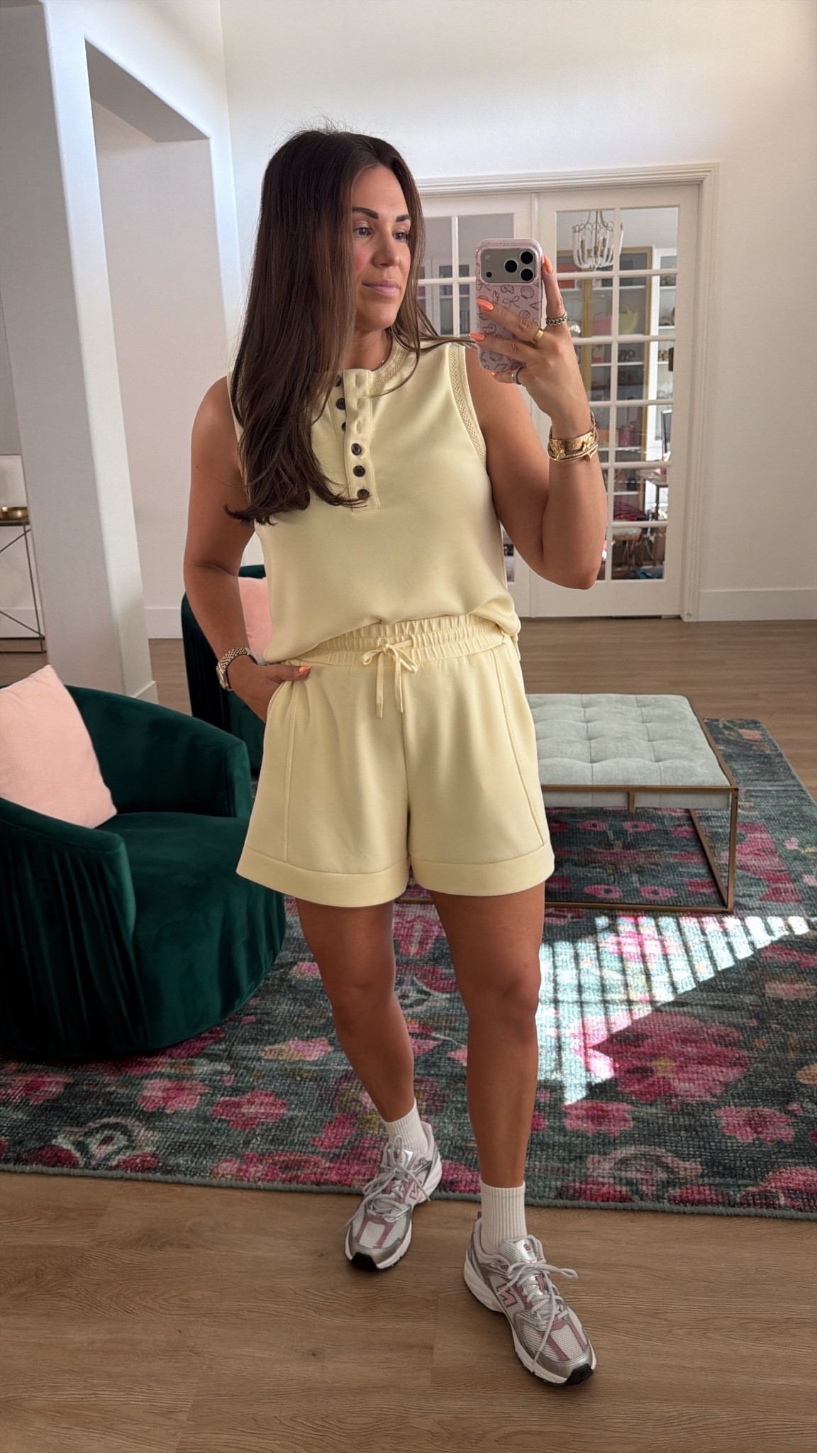 curvy midsize comfy travel day look! wearing size medium in butter yellow tank and large in butter yellow shorts 💛 @Varley

#LTKSeasonal #LTKMidsize #LTKTravel