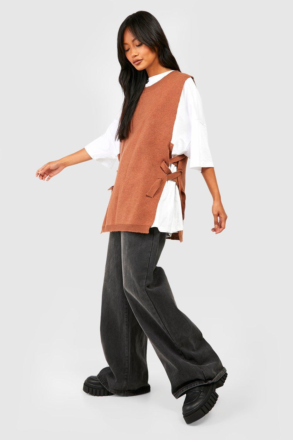 Lace Up Side Sweater Tank Top | Boohoo.com (US & CA)