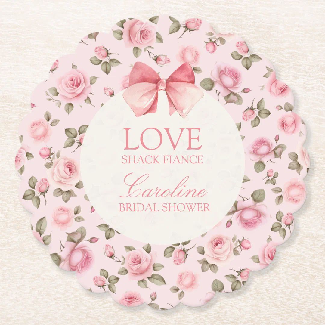 Love Shack Fiance Bridal Shower  Paper Coaster | Zazzle