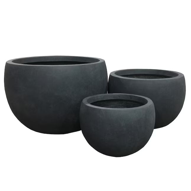 KANTE 3-Pack 20-in W x 13-in H Black Concrete Contemporary/Modern Indoor/Outdoor Planter | Lowe's