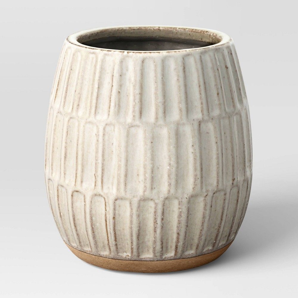 8"" Wide Textured Outdoor Ceramic Planter Gray - Threshold | Target