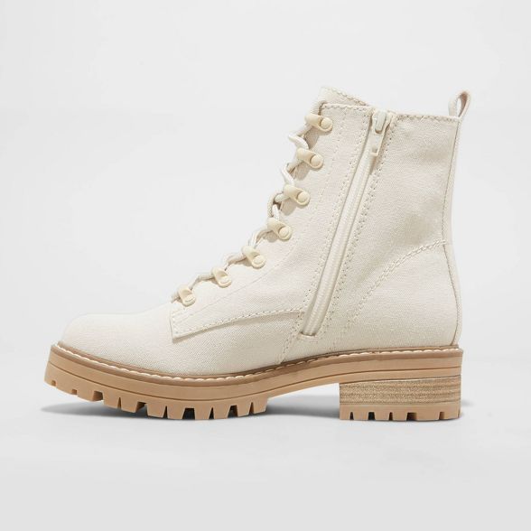 Women's Parker Lace Up Boots - Universal Thread™ Cream | Target