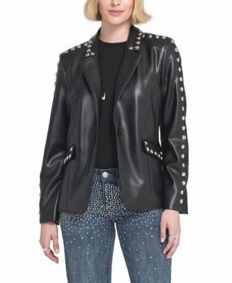 ELLE Collection Studded Faux Leather Blazer | Bloomingdale's Women | Bloomingdale's (US)
