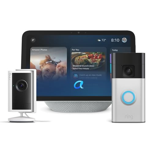 Smart Home Security Basics Kit - Amazon Echo Show 8 (newest model) + Ring Battery Doorbell (newest model) + Ring Indoor Cam (newest model), with Alexa+ Early Access | Amazon (US)