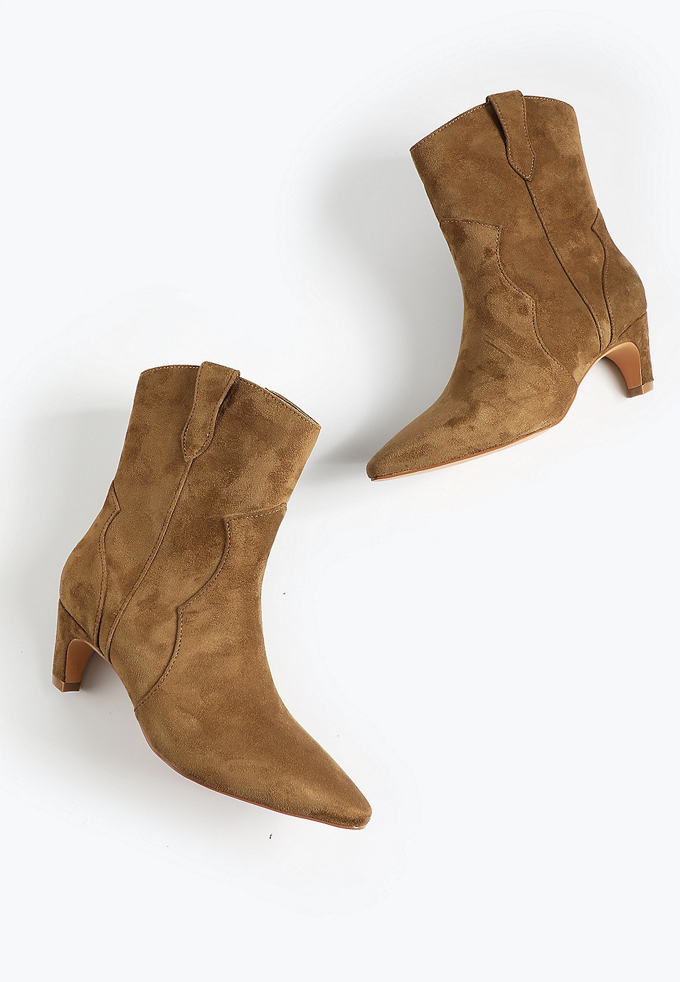 SuperCush Faux Suede Mid Calf Kitten Heel Boot | Maurices