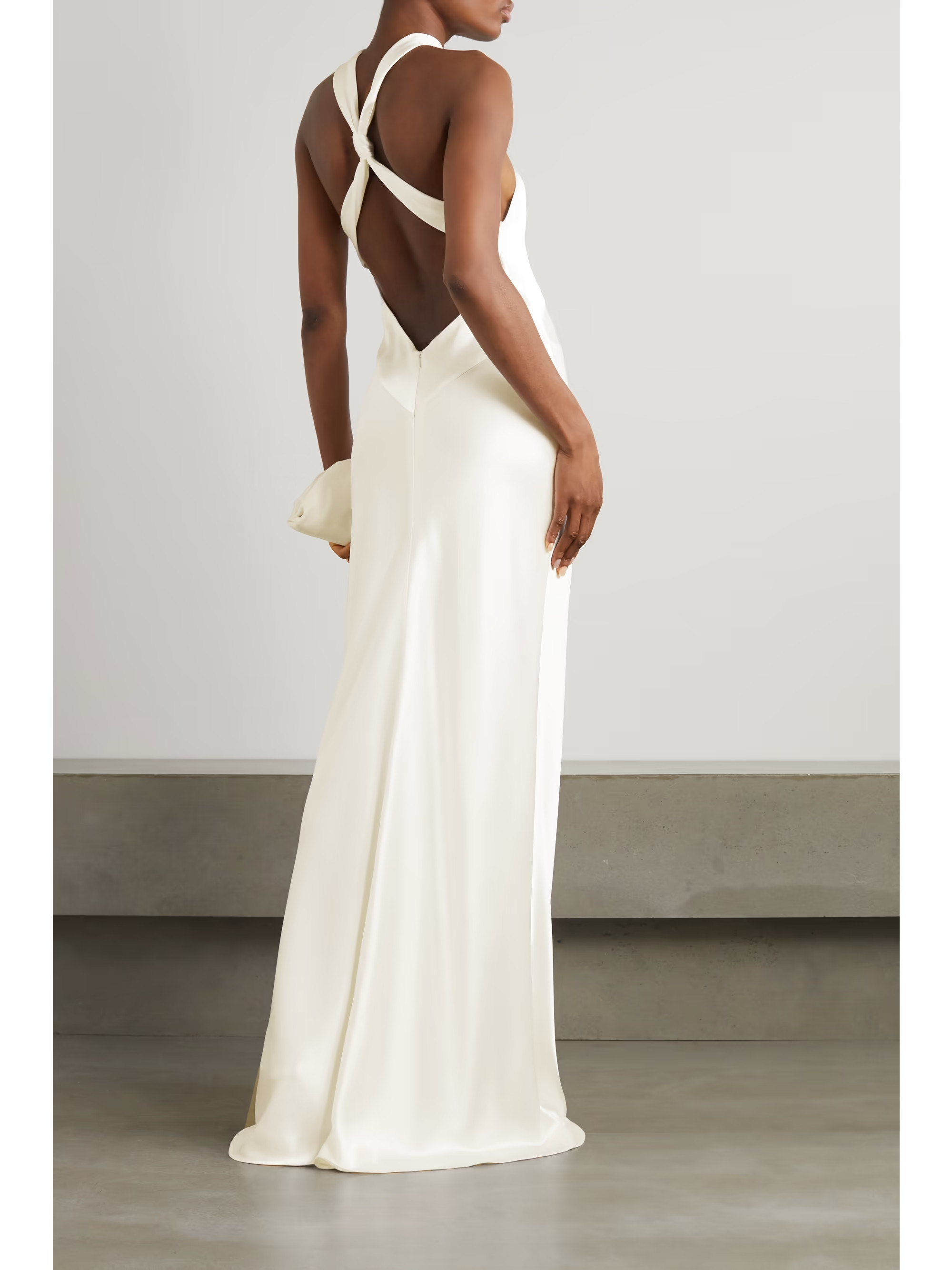 Santorini twisted halterneck silk-satin gown | NET-A-PORTER (US)