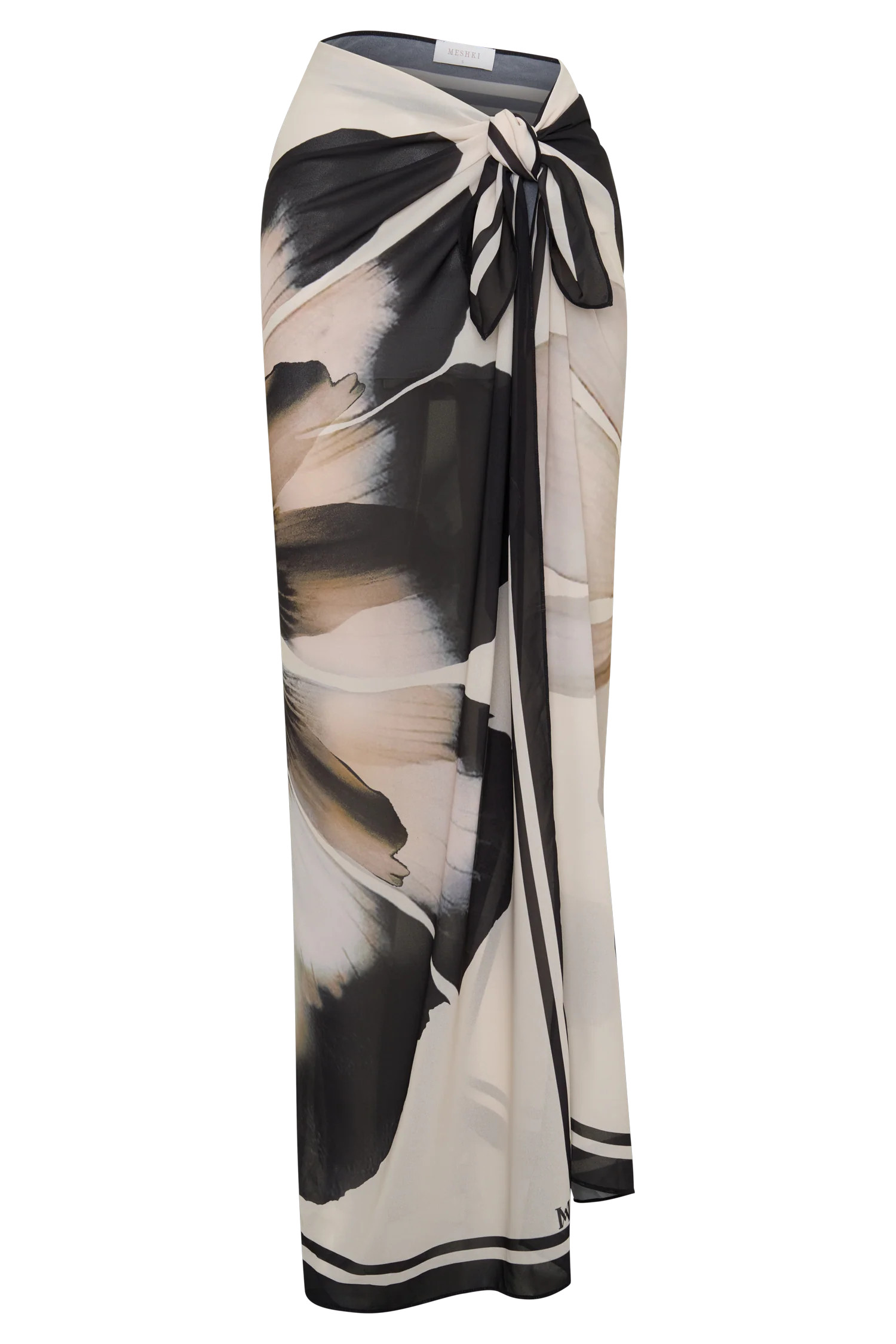 Noa Chiffon Scarf Sarong - Ivory Base Floral Print | MESHKI US