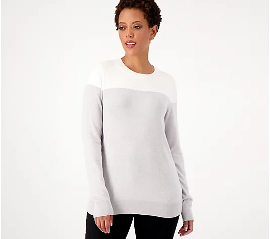 Girl With Curves Colorblock Fine Gauge Sweater - QVC.com | QVC