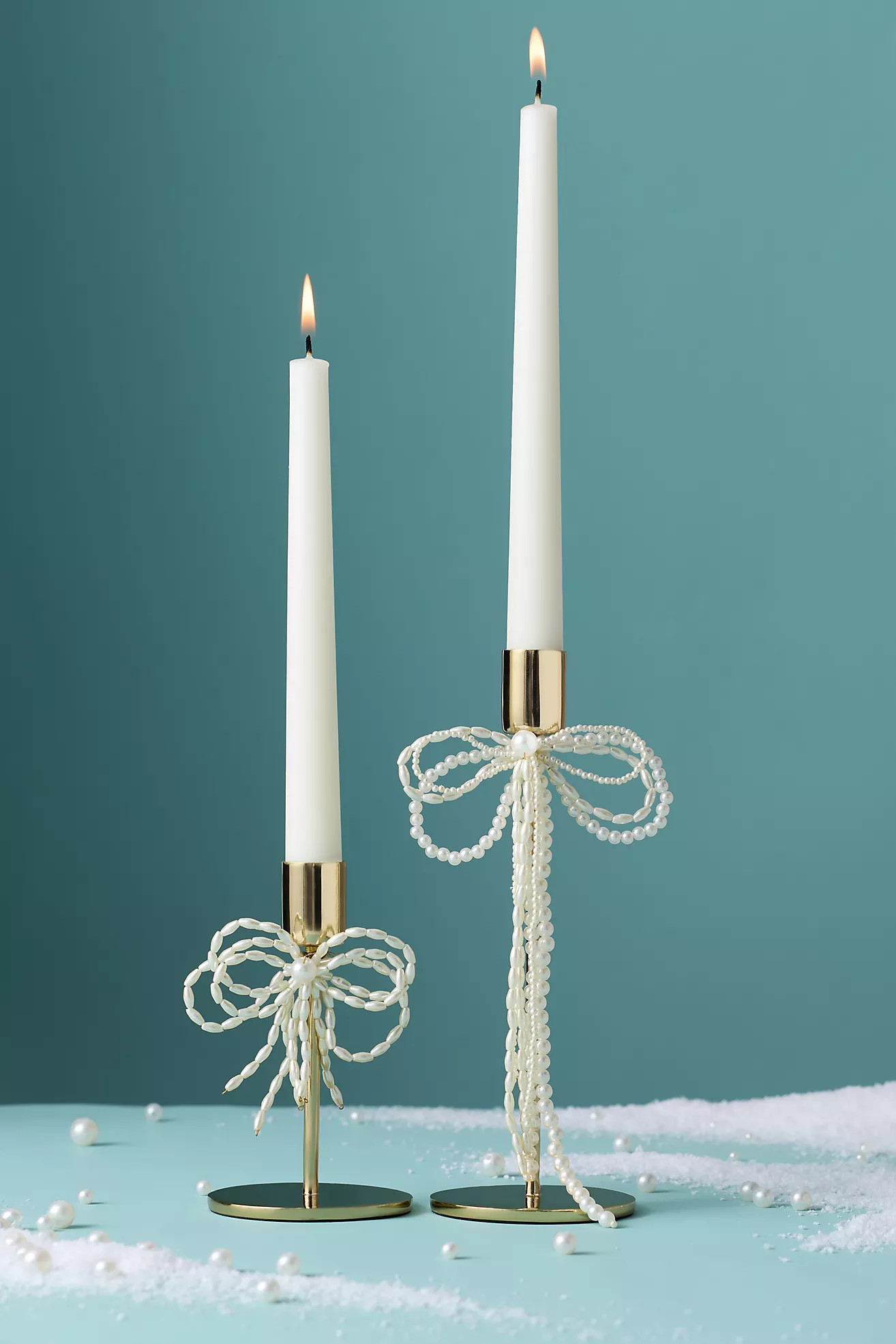 Gold & Pearl Bow Candle Holder | Anthropologie (US)