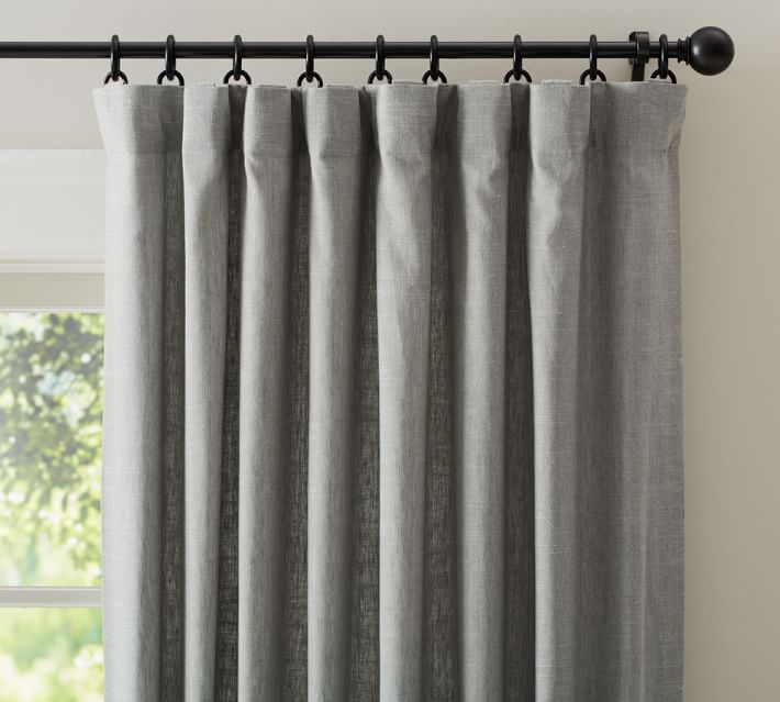 Emery Linen/Cotton Rod Pocket Blackout Curtain - Gray | Pottery Barn (US)