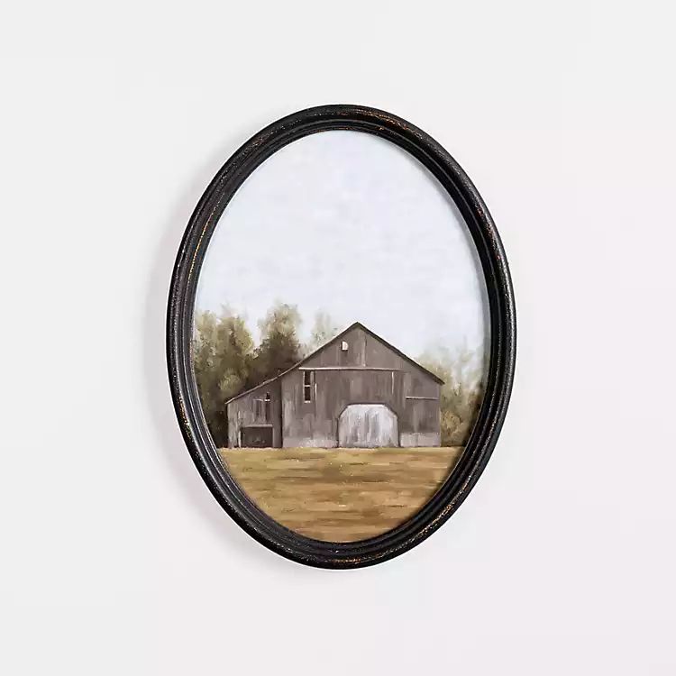 Barn Landscape Oval Framed Art Print | Kirkland's Home