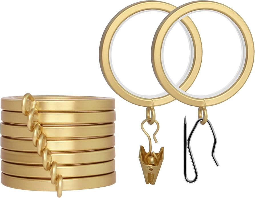 BlastHome® Luxury Smooth Glide Curtain Rings, 9 Pack, Brushed Gold | Amazon (US)