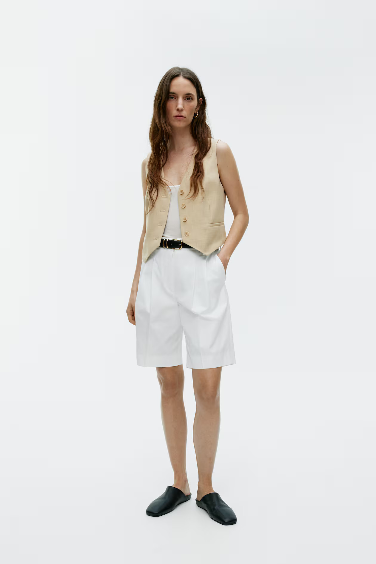 Weste aus Wollmischung - V-Ausschnitt - Ärmellos - Beige meliert - Ladies | H&M AT | H&M (DE, AT, CH, NL, FI)