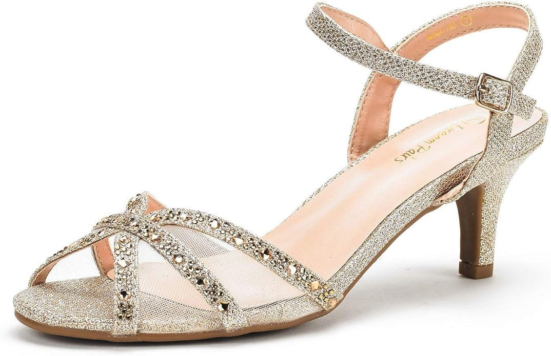 DREAM PAIRS Women's Nina Low Heel Pump Sandals | Amazon (US)