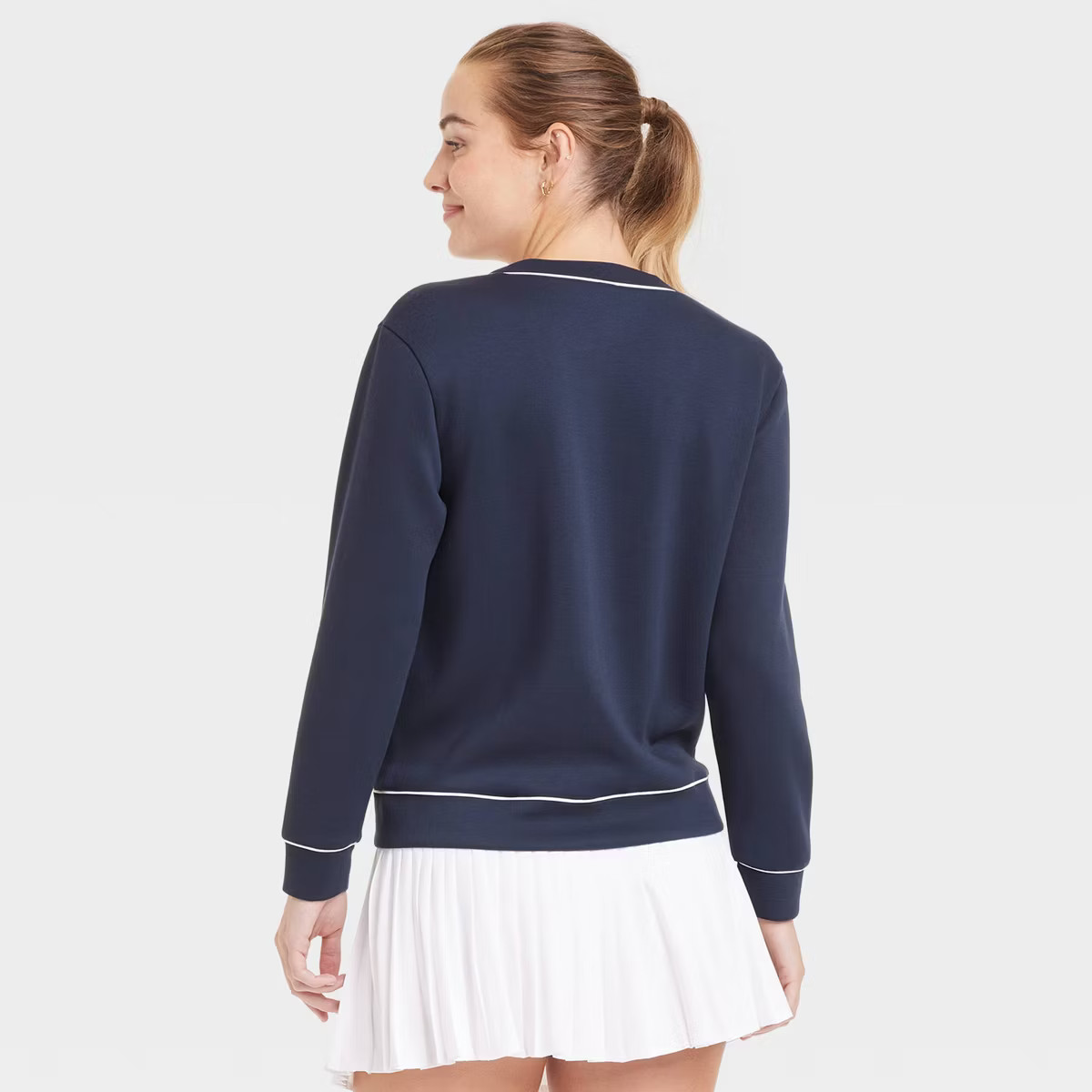 Women's Piped Button-Up Cardigan - All In Motion™ Navy Blue M | Target