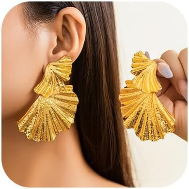 Gangel Gold Exaggerated Earrings Large Statement Earring Flower Drop Long Earring Punk Big Earrin... | Amazon (US)