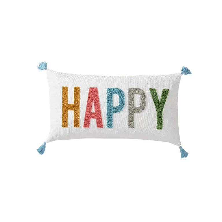 Mainstays, Happy Colorful Decorative Pillow, Oblong, 12" x 22", Multi, 1 Piece | Walmart (US)
