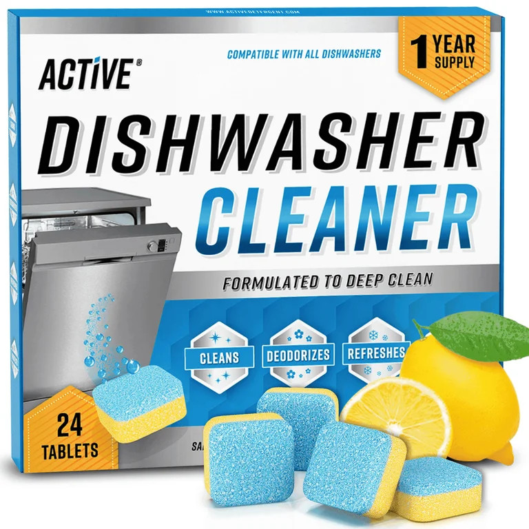 Active Dishwasher Cleaner and Deodorizer Tablets, Descaler Removes Limescale and Odors, 24 Count | Walmart (US)