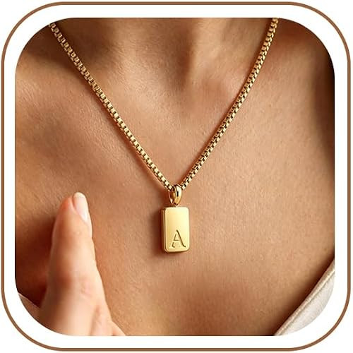 Initial Necklaces 18K Gold Plated,Gold Necklace for Women | Waterproof and Sweat-Resistant / Rein... | Amazon (US)