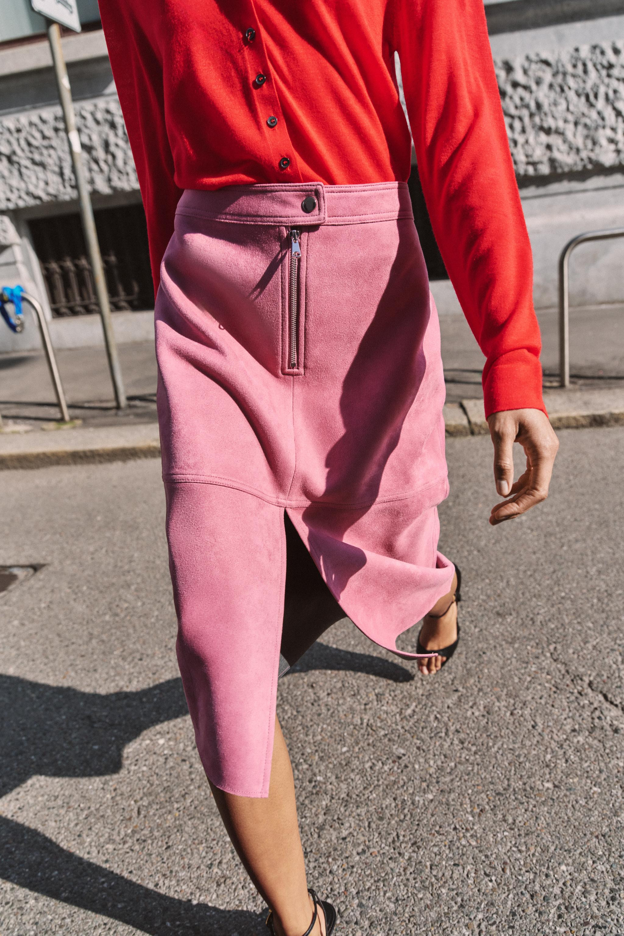 FAUX SUEDE MIDI SKIRT | Zara US