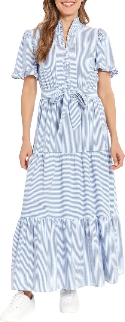 Stripe Short Sleeve Cotton Seersucker Maxi Dress | Nordstrom Rack