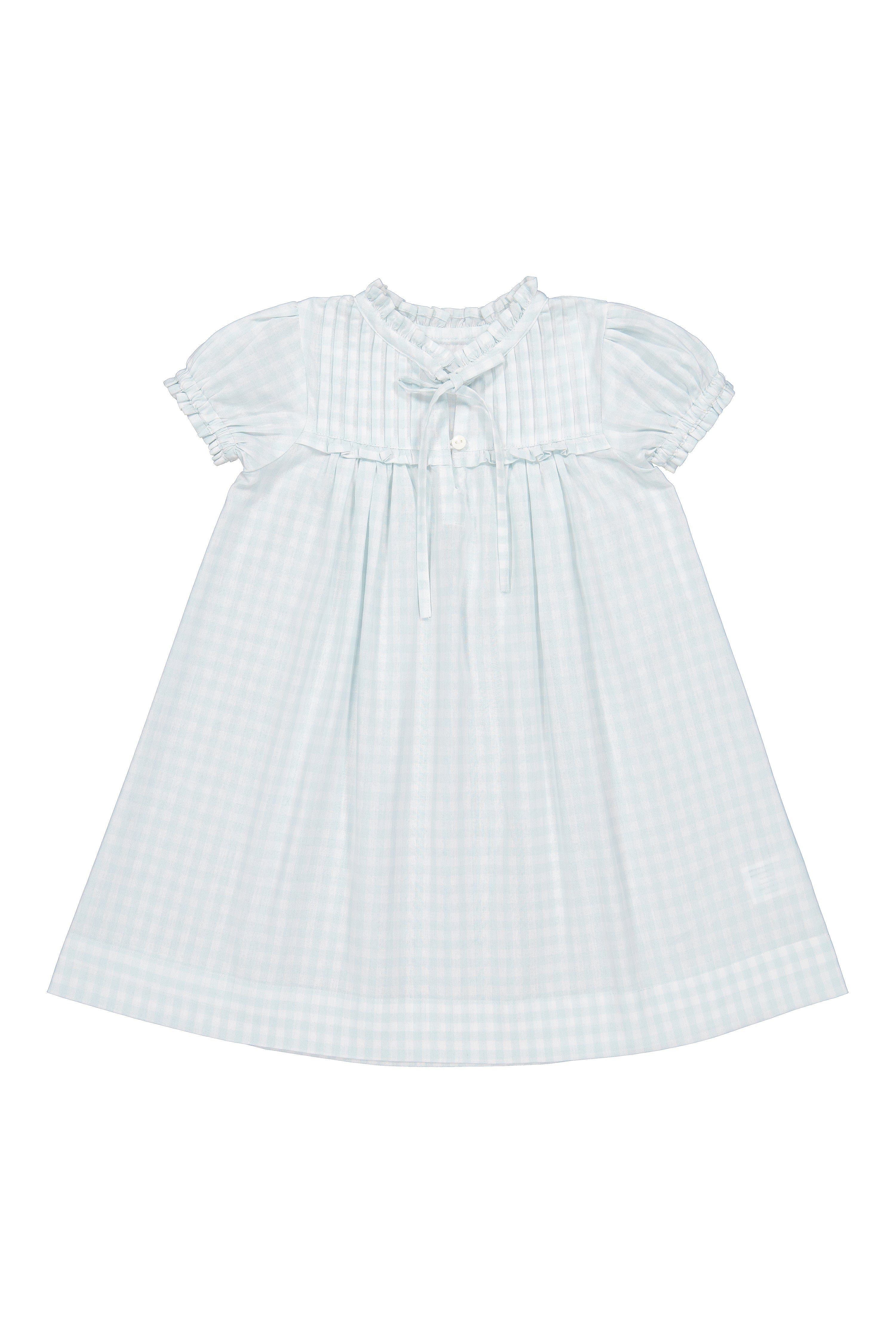 Girls Lounge Dress - Gingham Pale Blue | Piyama US