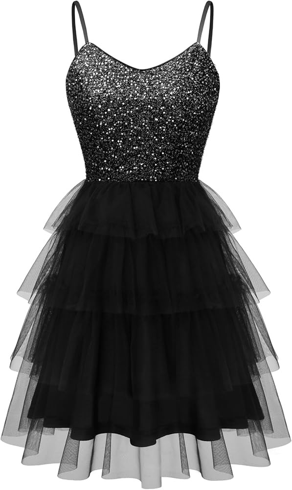 Dressystar Women's Sparkly Sequin Glitter Dress Spaghetti Strap Cocktail Party Dresses | Amazon (US)