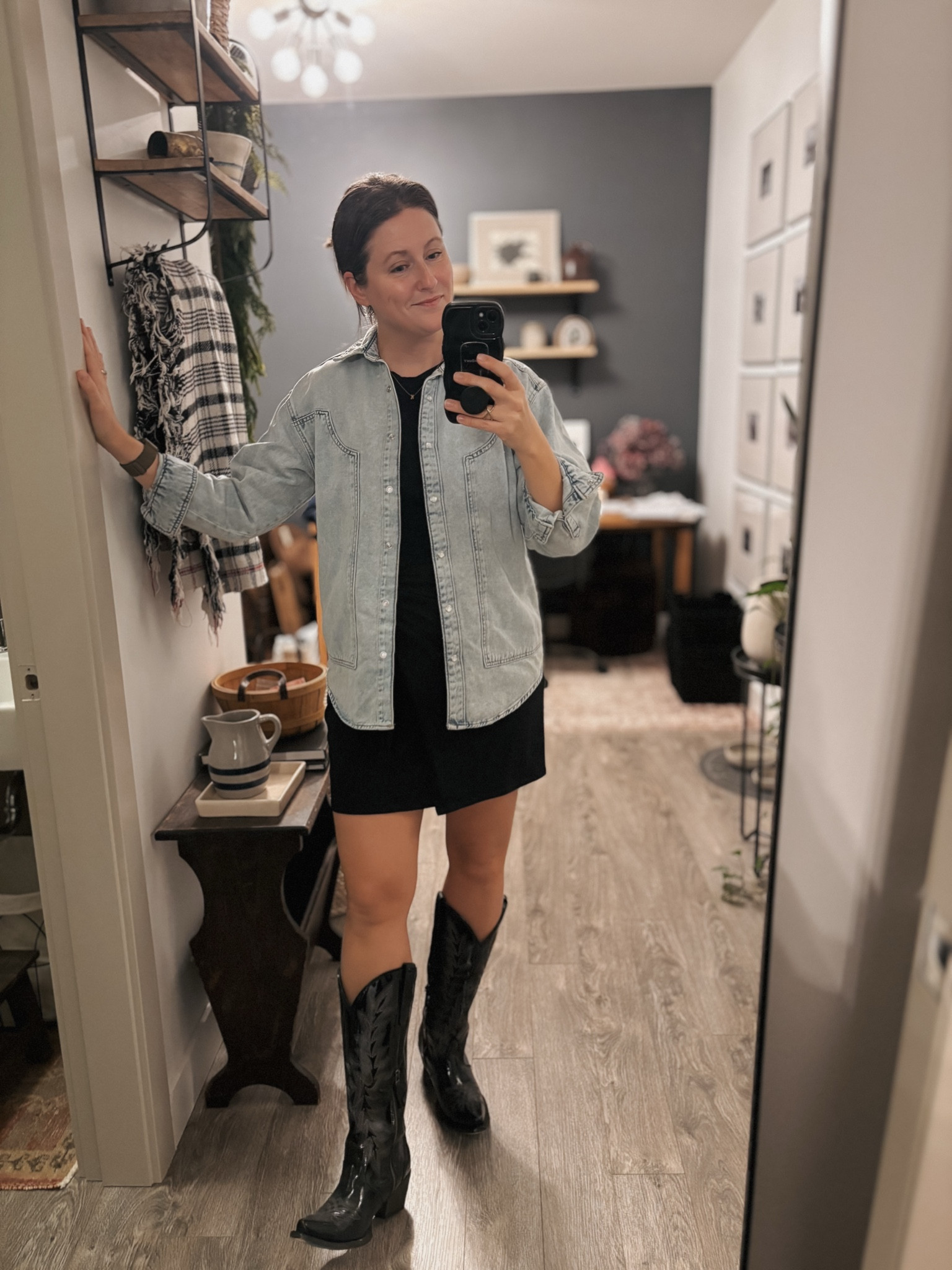 Howdy, and I’ve got a new Target fashion find for ya! 🤠 I got this new denim button up shirt that’s perfect for a country concert outfit or just everyday wear, like I am.  I love a good oversized denim western shirt and this one is just $28. 🎯It’s the perfect mix of casual and chic—style it with leggings for everyday or tuck it into jeans for a trendy double-denim vibe. I live in denim shirts on the weekend, so this is a closet staple for me.

#LTKStyleTip #LTKMidsize #LTKFindsUnder50