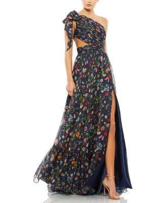Mac Duggal Tied One Shoulder Cut-Out Flowy Gown  | Bloomingdale's Women | Bloomingdale's (US)
