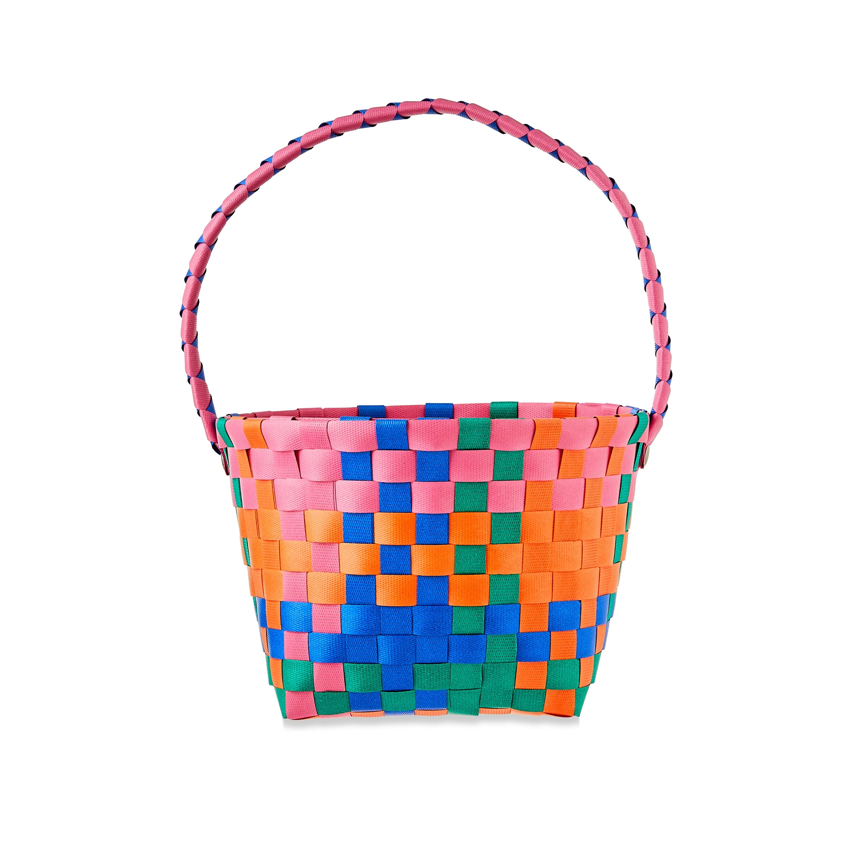 Easter Bright Multi-Colored Woven Basket, 9 in x 12 in, by Way To Celebrate - Walmart.com | Walmart (US)
