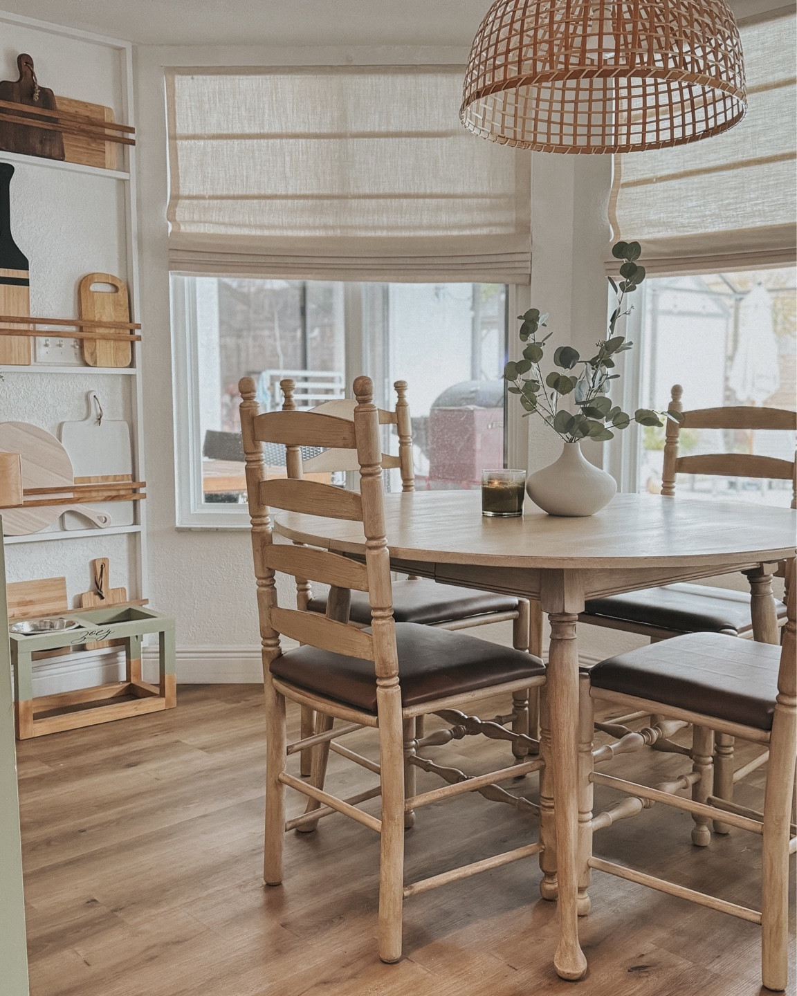 Create a faux wood finish.

Paint color: Behr Roman Plasterr

Kitchen/dining set  

#LTKstyletip #LTKhome