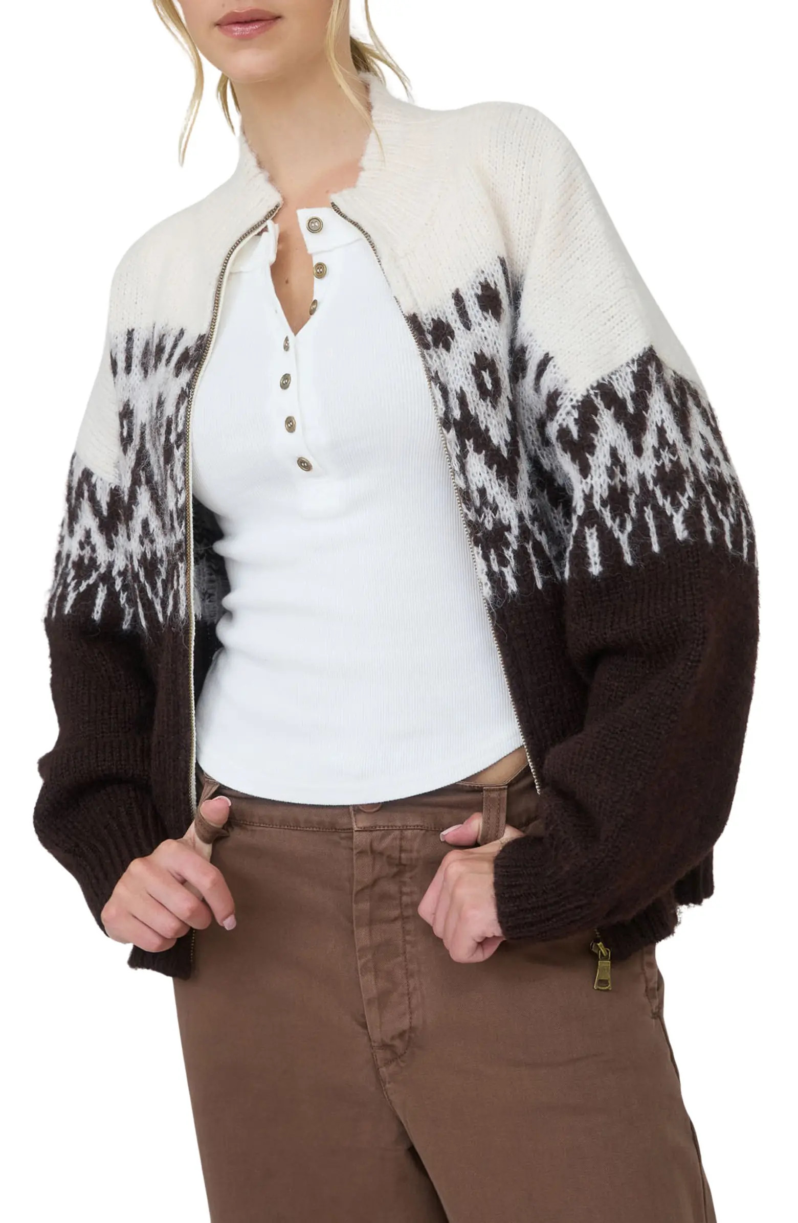 Blu Pepper Fair Isle Zip Cardigan | Nordstromrack | Nordstrom Rack