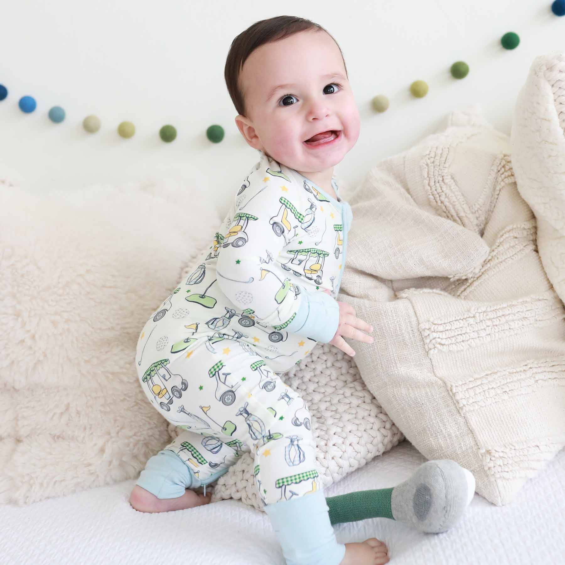 Country Club Cuties Convertible Zip Romper | Blue | Caden Lane